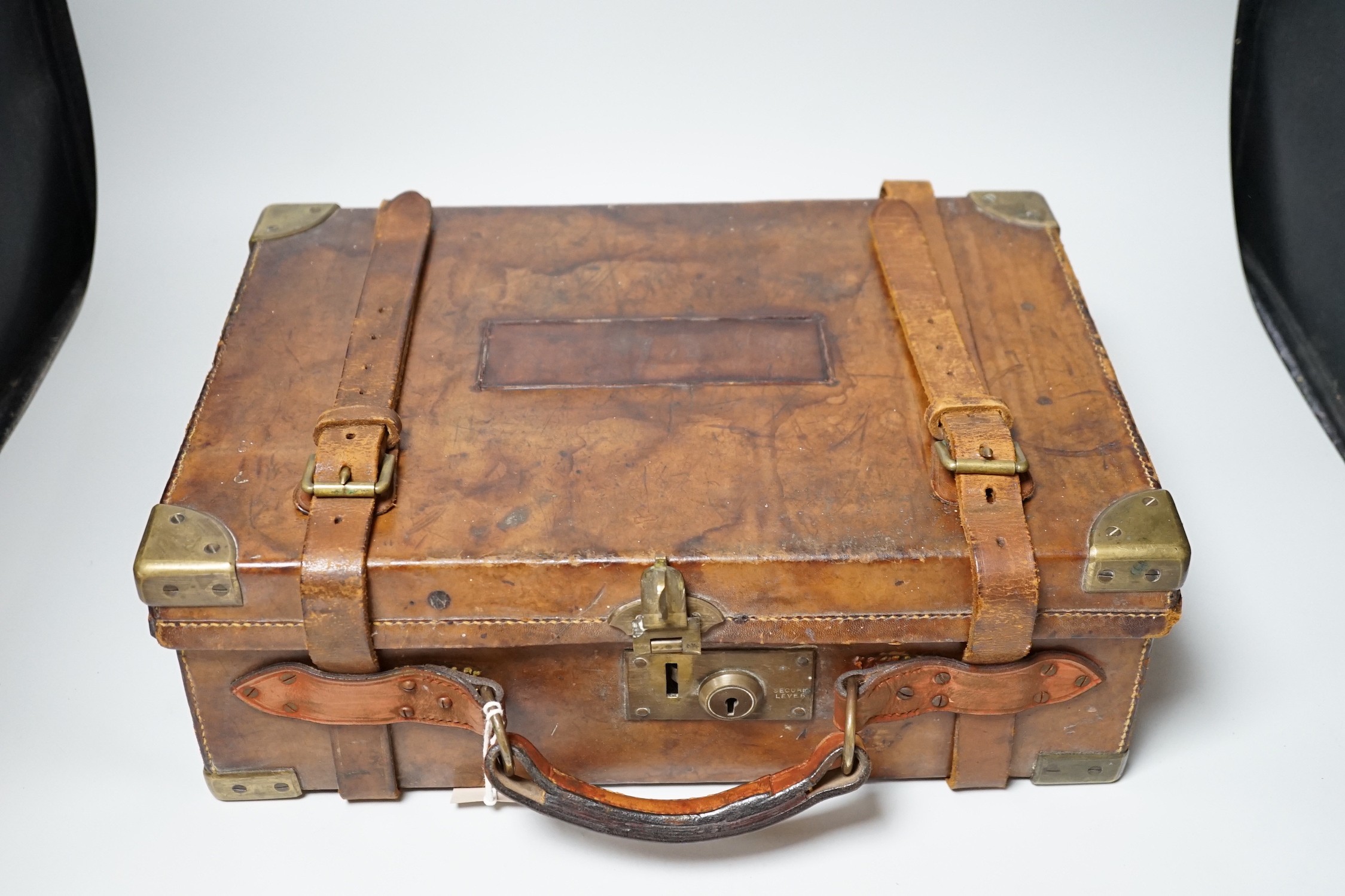 A Victorian Stephen Grant & Joseph Lang Ltd leather cartridge case, 40cms wide, 29cms deep